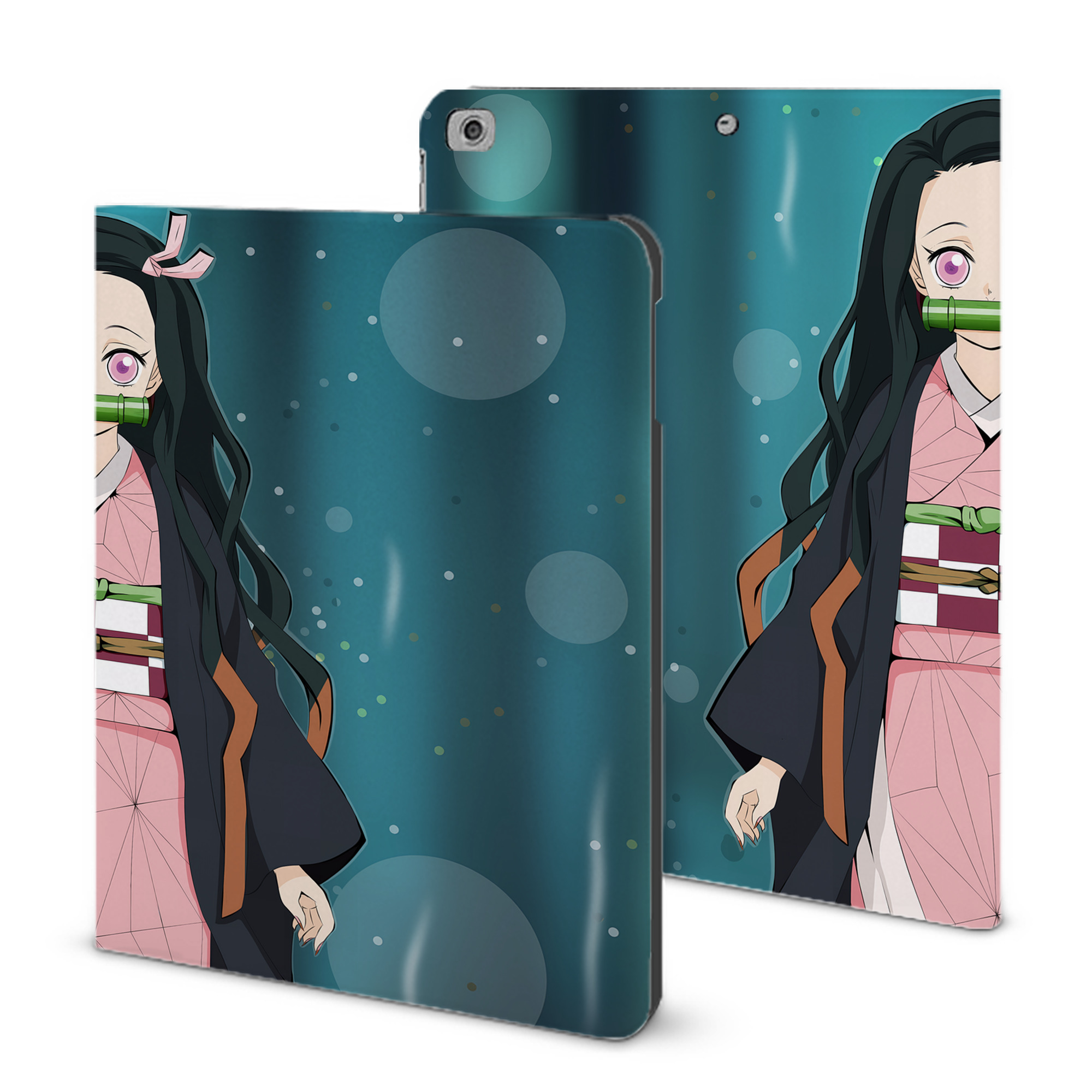 （画像用） 鬼滅の刃（きめつのやいば）竈門 禰󠄀豆子／かまど ねずこ Kamado Nezuko IPad ケース ブック型 PUレザー TPU 耐衝撃 軽量 薄型 ペン収納なし 全面保護 IPad 各モデル対応